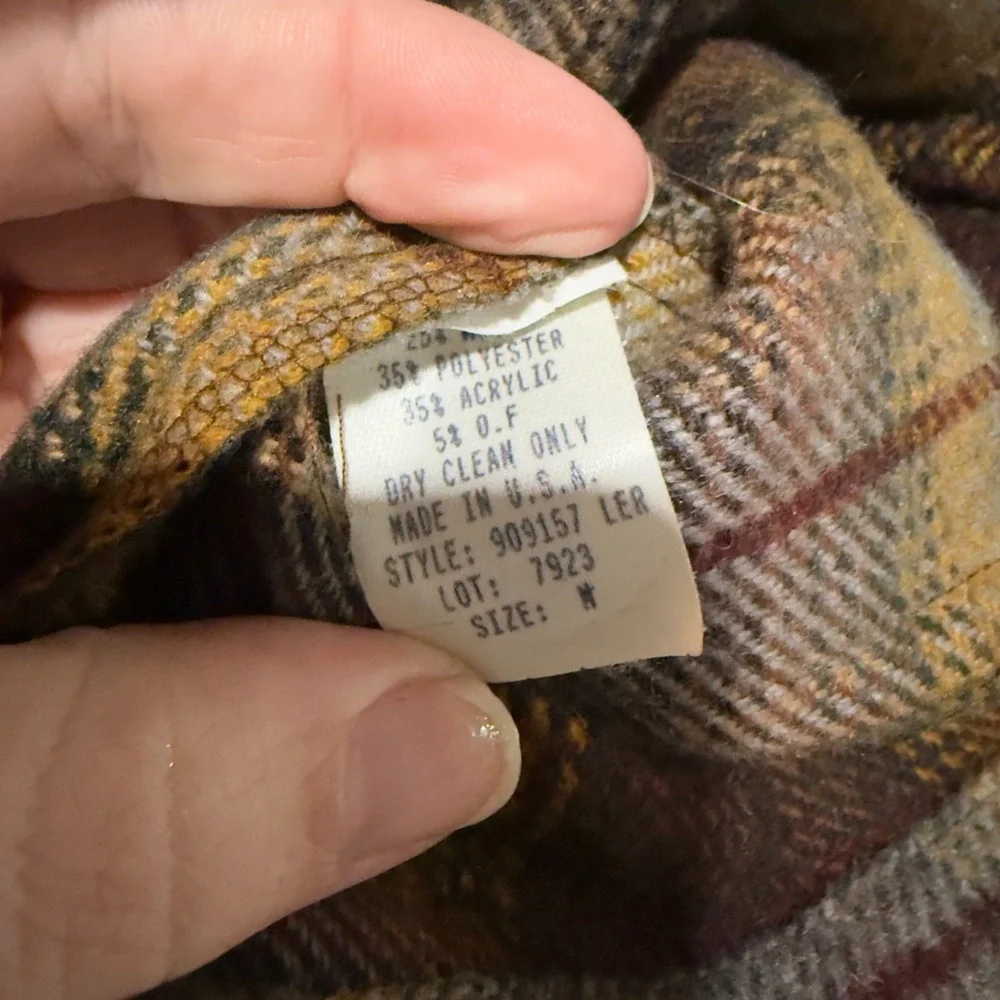 New York Style Plaid Jacket Womens M Brown Suede Collar Button‎ Front Cropped - Picture 6 of 7